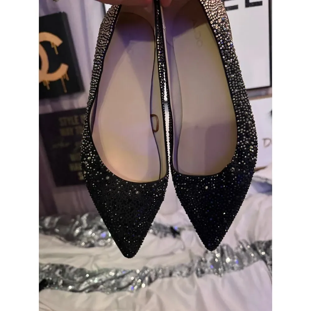 Pointed toe ombre bling rhinestone/diamond/crystal flat/shoe ballerna ballet